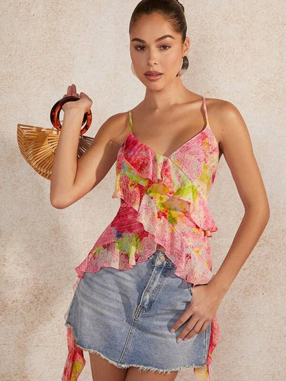 Boho Breeze Ruffle Cami Top