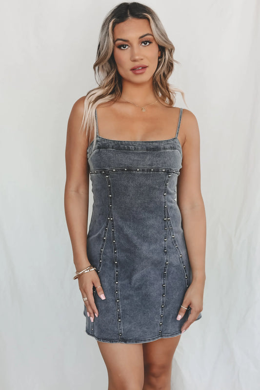 Denim Studded Mini Dress