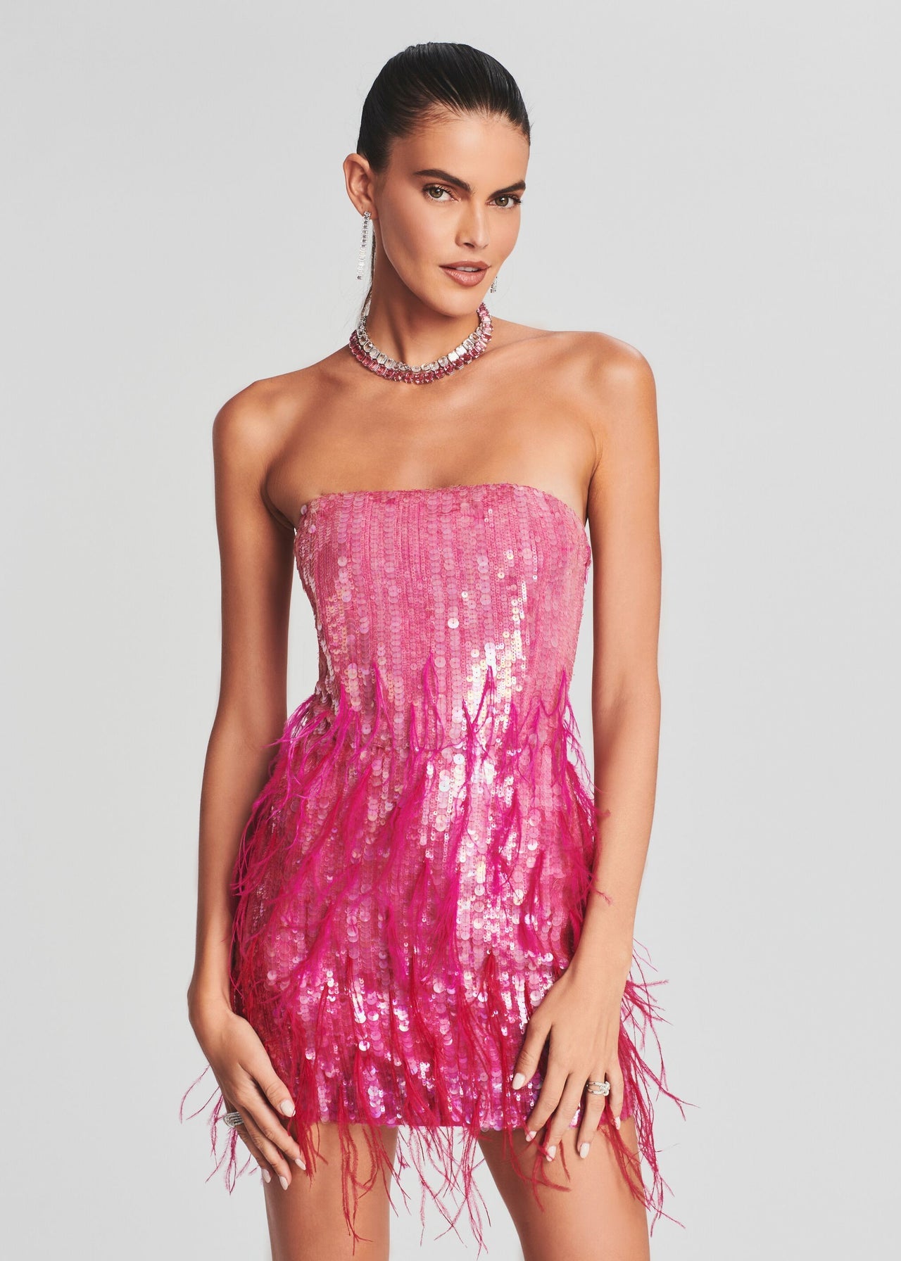 Anastasia Sequin Feather Dress