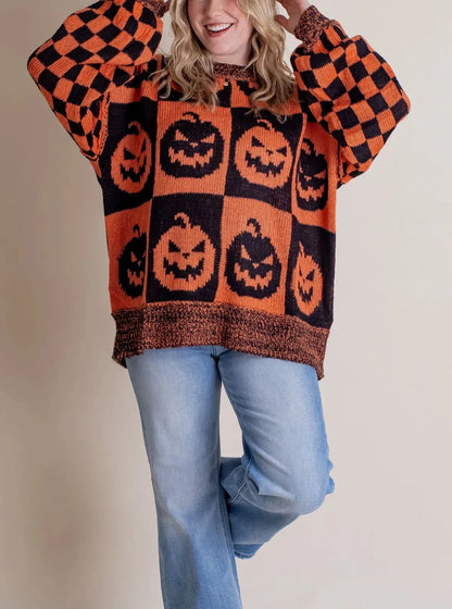 Halloween Checkered Sweater