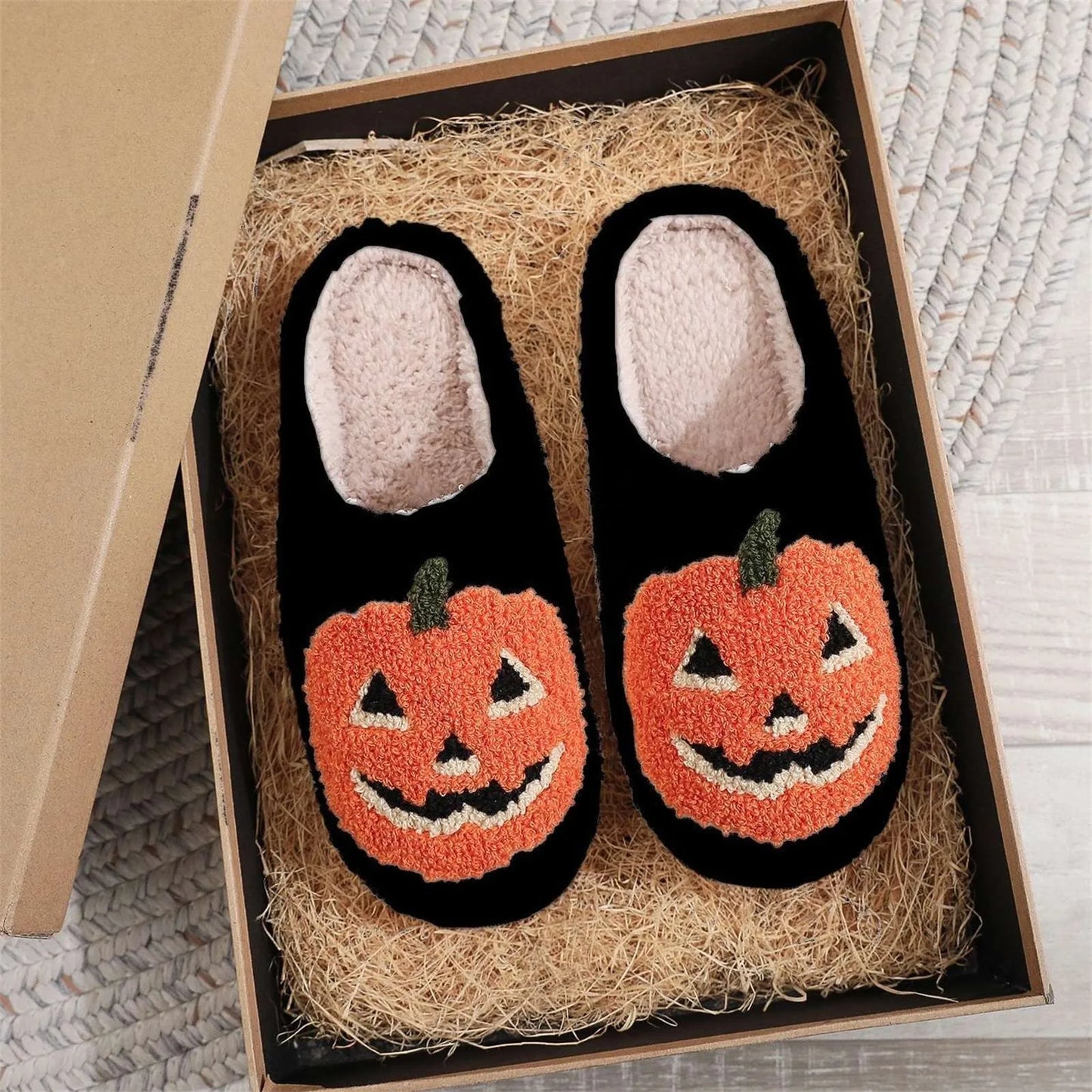 Halloween Christmas Velvet Lined Warm Slippers Holiday House Shoes Home Slipper For Women Fuzzy Outdoor Indoor Bedroom Slippers