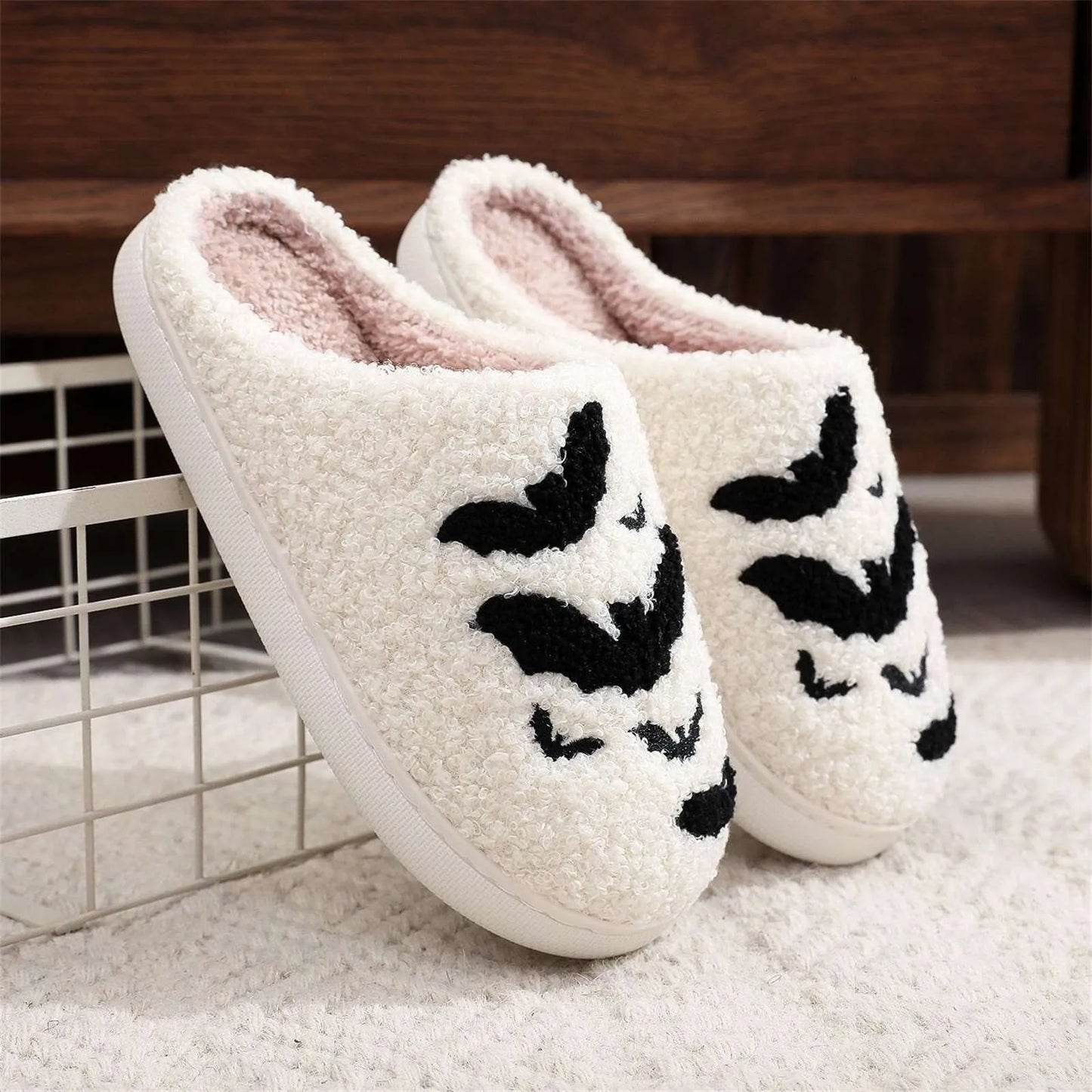 Halloween Christmas Velvet Lined Warm Slippers Holiday House Shoes Home Slipper For Women Fuzzy Outdoor Indoor Bedroom Slippers