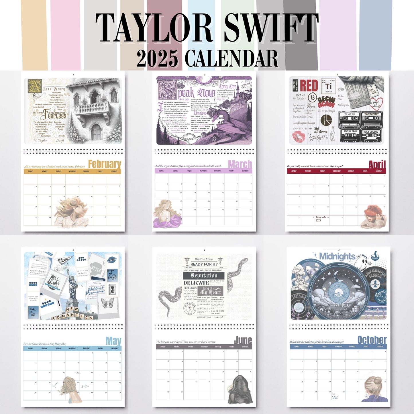 Printable Taylor Swift 2025 Eras Tour Calendar Planner (Digital Download)